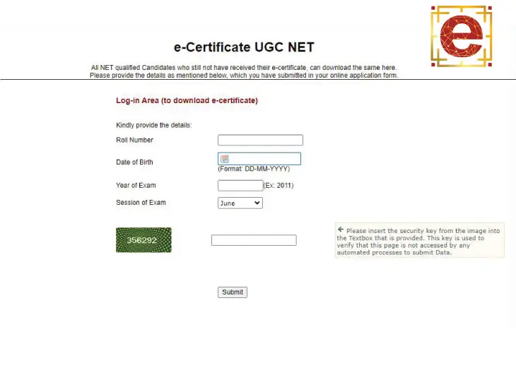 UGC NET E-certificate